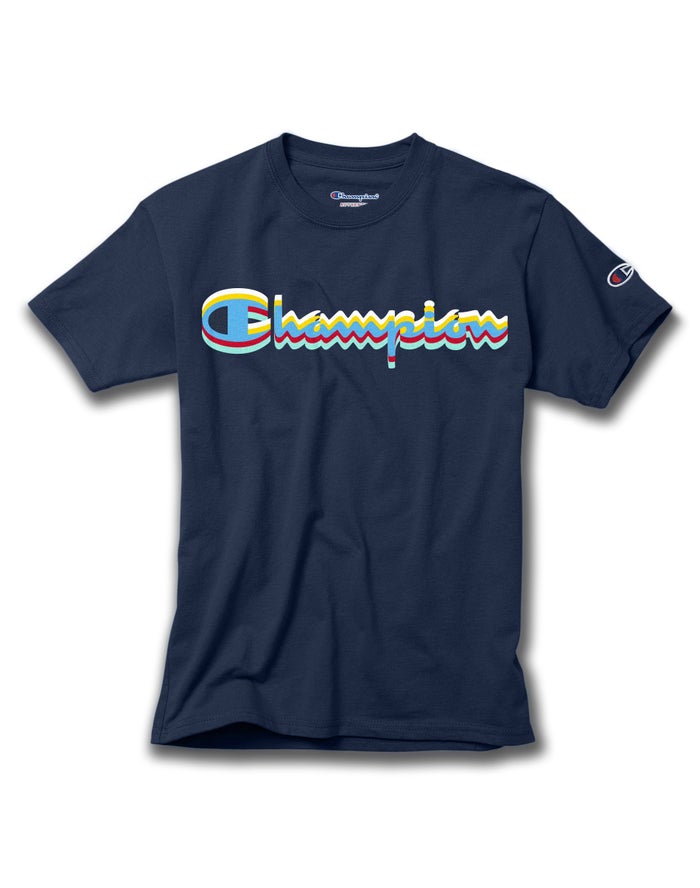 Tricou Champion Cotton Script Logo Fete Bleumarin - Romania ONBCZGR-23